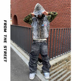 From THE STREET, a street style light Asian imitation leopard print embroidered autumn and winter vest jacket for men