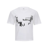 2024 Winter Youth Short sleeved Person Printed Loose Round Neck T-shirt from the Streets