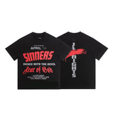 FEAR OF GOD FOG Letter Print Retro Black Crew Neck Short Sleeve Tee