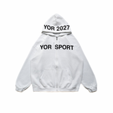 From the street slim fit elastic American loose print cardigan loose slogan hoodie couple hoodie men and women