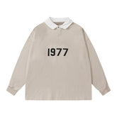 FEAR OF GOD FOG ESSENTIALS Flocked 1977 Loose Long Sleeve Polo