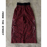 From THE STREET: American retro double waisted leopard print distressed distressed distressed, loose straight leg sweatpants from the street