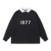 FEAR OF GOD FOG ESSENTIALS Flocked 1977 Loose Long Sleeve Polo