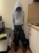 From THE STREET Street Sea Soul Striped Graffiti Hoodie Waist Short Wide Boxyfit Hoodie Male