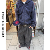 From THE STREET, Street Washed Used Short Wide Zipper Hooded Cardigan Sweatshirt, Autumn/Winter Coat