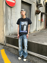 TSAOOJ Summer New Product Retro Water Washed Old Strange Kid Direct Spray Printed Short Sleeve Loose Versatile T-shirt