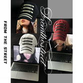 From THE STREET: Retro Embroidered Splicing Tri Color Baseball Hat and Duck Tongue Hat from the Streets