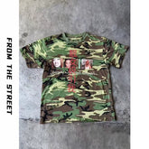 From THE STREET: Street Camouflage Portrait Mock, Wash Wash Color Contrast Round Neck Printed Short Sleeve T-shirt for Men
