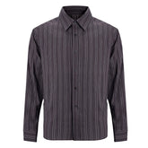 From THE STREET, a loose shirt with purple contrasting stripes from the street, suitable for both men and women