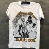 Metallica band American retro vintage rock peripheral chic hip-hop short sleeved men's and women's pure cotton T-shirt