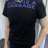 来自街头04美式夏季修身字母标语短袖T恤圆领短款紧身情侣打底