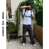From THE STREET: Street Embroidered Collar Mock Ralph Short Loose Polo Shirt Short Sleeve T-shirt