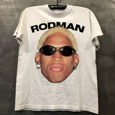 Rodman Fashion High Street Retro European and American Hiphop Small Collar Short sleeved Men's and Women's CEC Trendy Rascal Handsome Tee Shirt