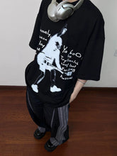 TSAOOJ American High Street White Ink Digital Direct Spray Printing 320g Heavy duty Cotton Small Collar Loose Half Sleeve