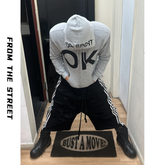 From the street American retro simple loose zipper jacket versatile hooded sweatshirt letter printed cardigan sweatshirt men