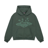 Broken Planet Zip Up Hoodie Emerald Green
