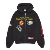 BROKEN PLANET MARKET 'BP PERFORMANCE' ZIP-UP HOODIE (BLACK INFRARED)