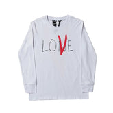 Vlone Back Big Red V Logo White Long Sleeve T‑Shirt