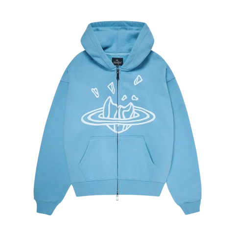Broken Planet Market Light Blue Black Zip Up Hoodie