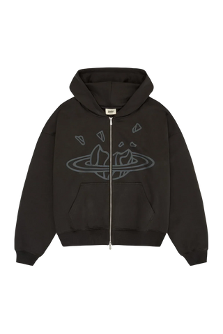 Broken Planet Market Soot Black Zip Up Hoodie