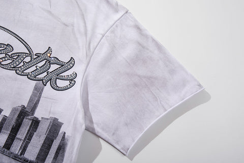 Majestik “Dystopian Liberty” Skull Rhinestone Vintage Tee