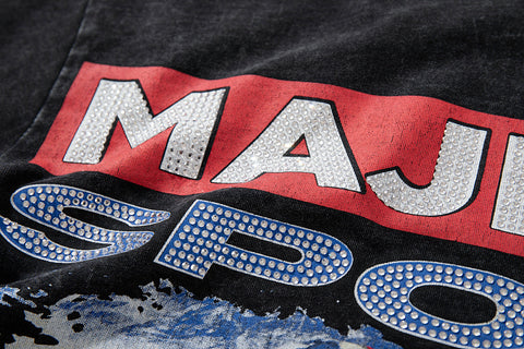 Majestik “World Tour” Motorcycle Racing Rhinestone Vintage Tee