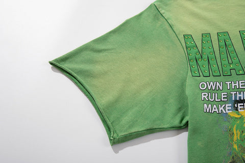 Majestik “Badnews / Own The Field” Vintage Wash Tee（Green）