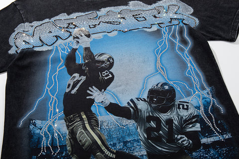 Majestik “Lightning Gridiron” Football Players Rhinestone Vintage Tee