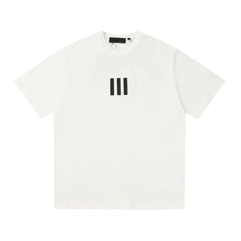 FEAR OF GOD ESSENTIALS 3‑Stripes Silicone Logo Unisex Loose Short Sleeve T‑Shirt