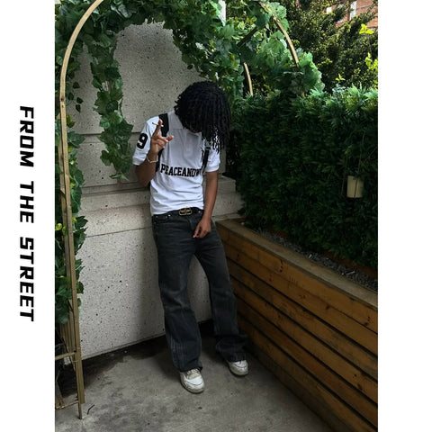 From THE STREET: Street Embroidered Collar Mock Ralph Short Loose Polo Shirt Short Sleeve T-shirt