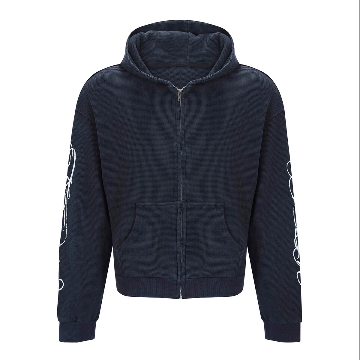 From THE STREET: Street French Blue Waffle Laundry Printed Cardigan Hoodie Hoodie