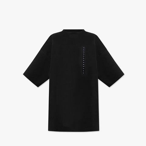 From the street silhouette, small neckline, short sleeved T-shirt, men's size label, Demna adhesive print, oversized