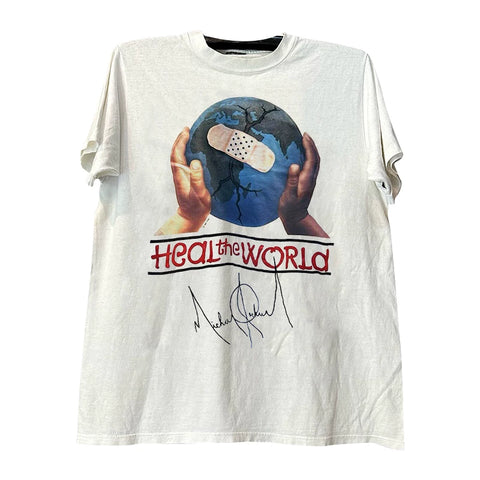 Heal the World Michael Jackson Album Cover Short Sleeve T-shirt Vintage Handsome Half Sleeve Trendy