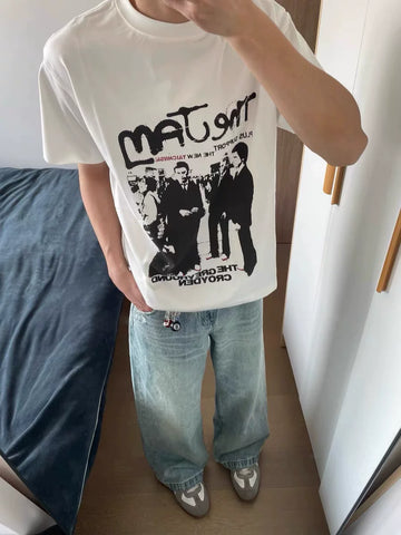 TSAOOJ Sex Pistols Rock Band Poster Printed Short Sleeve T-shirt Cleanfit Cotton Half Sleeve