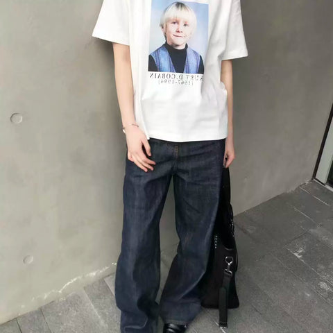 TSAOOJ American Retro Small Coburn Boxy Short Sleeve T-shirt Heavy Weight 260G Pure Cotton Top