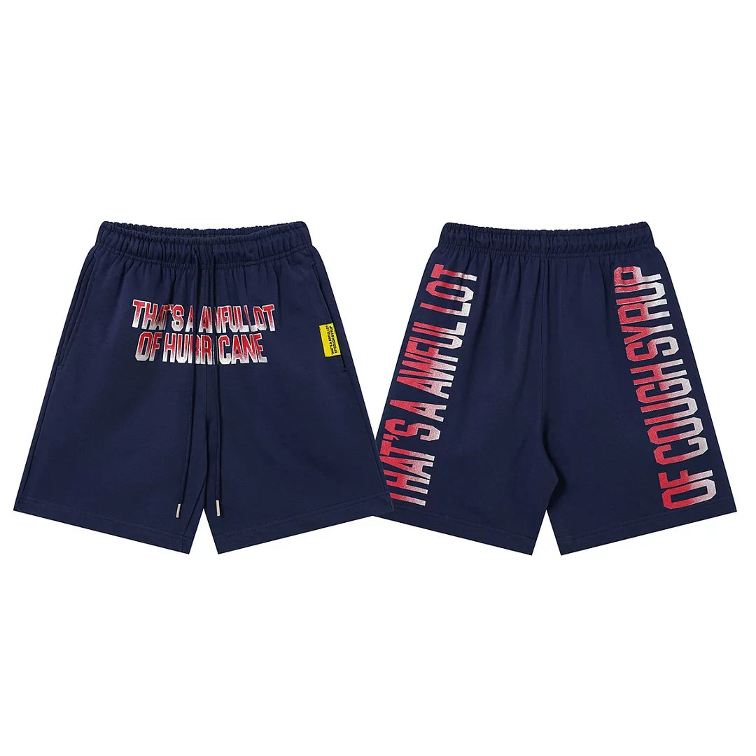 That's A Awful Lot Of Cough Syrup Stacked Logo Side Print Sweatshorts - Navy Blue
