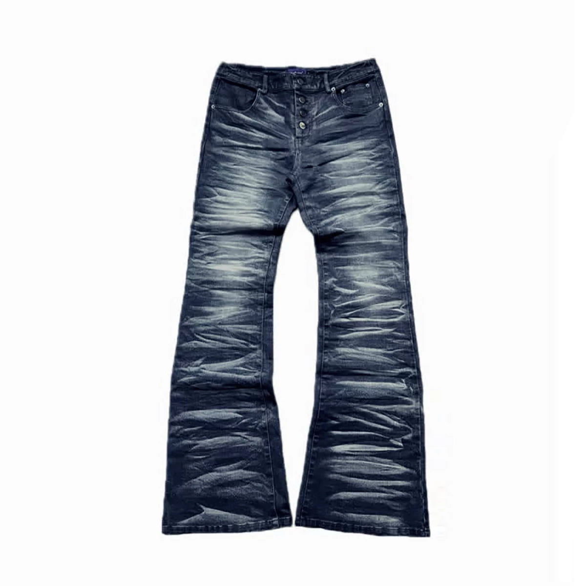 From THE STREET Street Ice Blue Cracked Washed Buckle Cat Beard Tie Flower Skinny Jeans