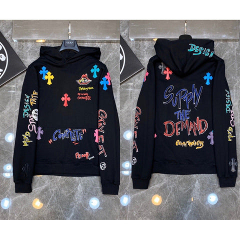 Chrome Hearts "Supply the Demand" Multi-Color Cross Hoodie (Black)