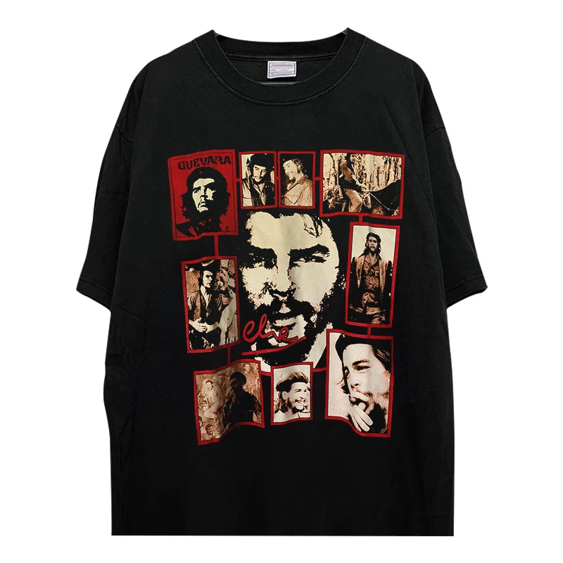 Che Guevara Heavy Cotton Short sleeved T-shirt Hiphop High Street Rascal Handsome American Retro Half Sleeve
