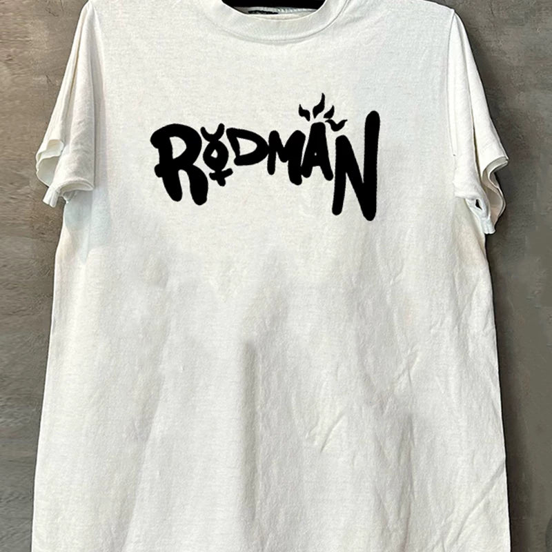 Rebounding King Dennis Rodman Comic Style Short Sleeve T-shirt with American Design Half Sleeve