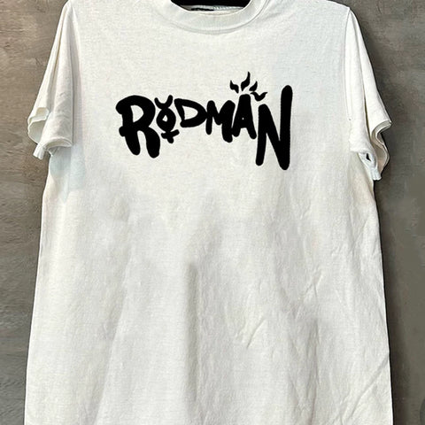 Rebounding King Dennis Rodman Comic Style Short Sleeve T-shirt with American Design Half Sleeve