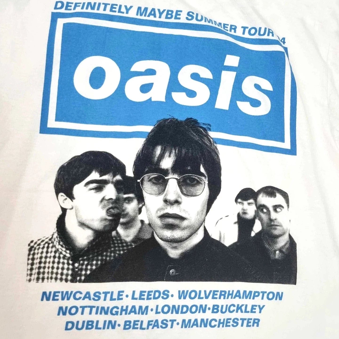 Oasis Rock Band Portrait Direct Spray Printed Short Sleeve T-shirt Vintage American Half Sleeve Trendy