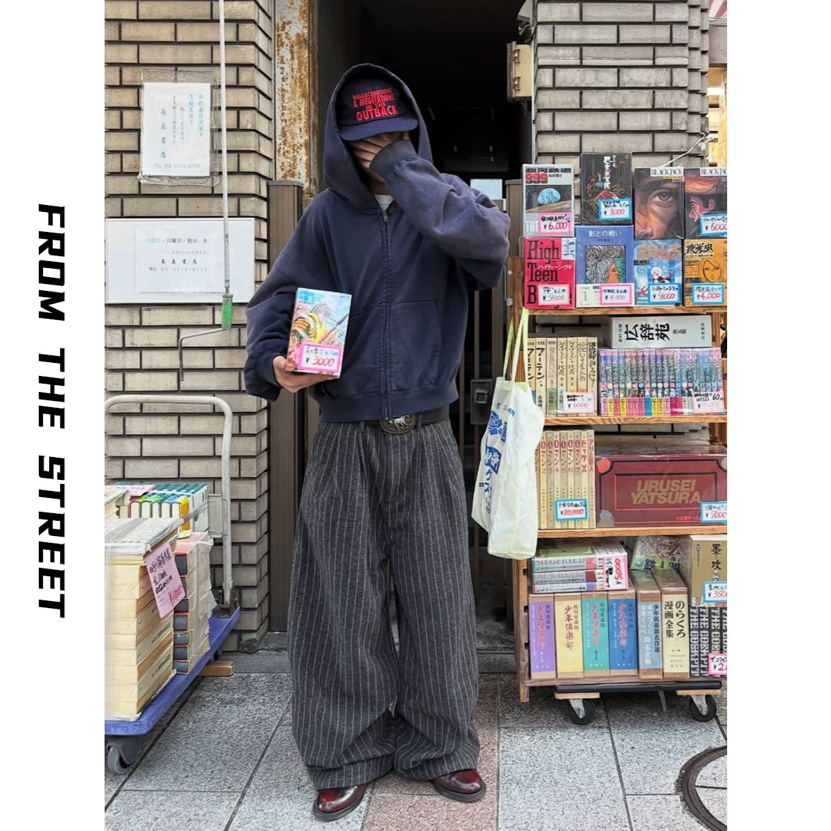 From THE STREET, Street Washed Used Short Wide Zipper Hooded Cardigan Sweatshirt, Autumn/Winter Coat