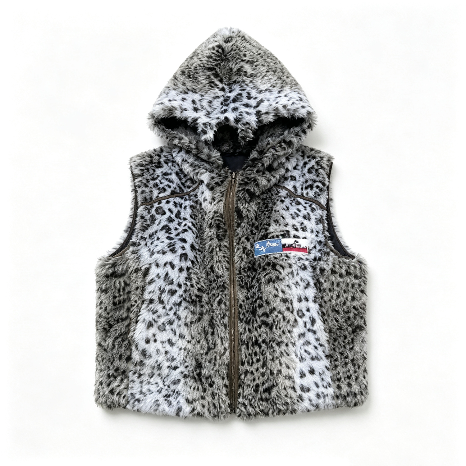 From THE STREET, a street style light Asian imitation leopard print embroidered autumn and winter vest jacket for men