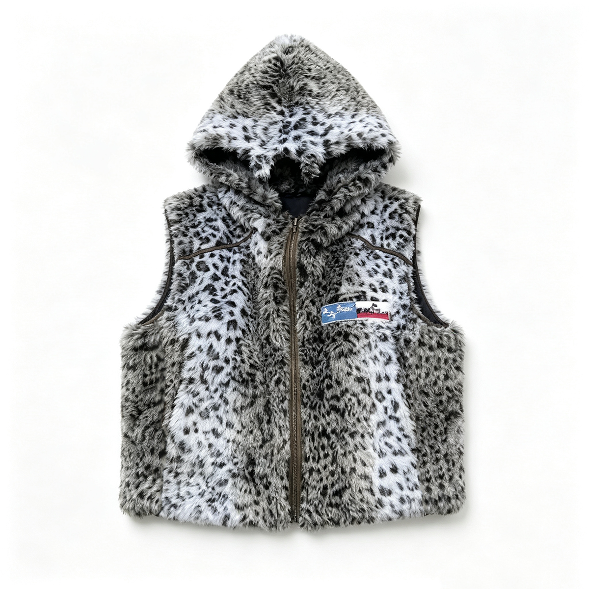 From THE STREET, a street style light Asian imitation leopard print embroidered autumn and winter vest jacket for men