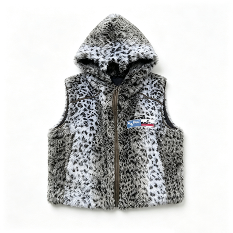 From THE STREET, a street style light Asian imitation leopard print embroidered autumn and winter vest jacket for men