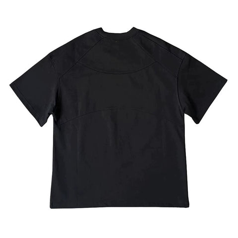 300g heavy-duty three-dimensional deconstruction cut short sleeved T-shirt from the street foundation, American casual top, solid color, men's fashion