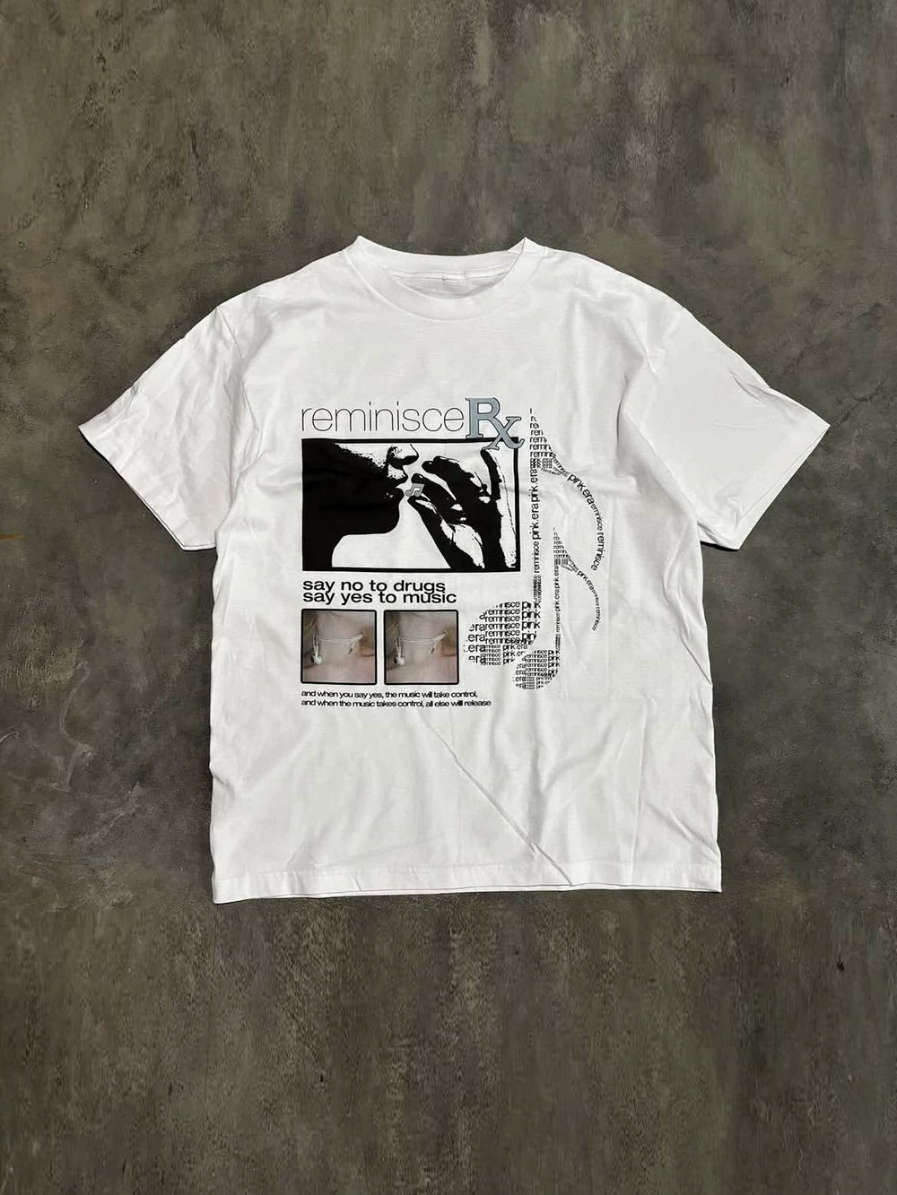 From The Street Y2K Millennium Music Revival Note Printed Round Neck Cotton Short Width T