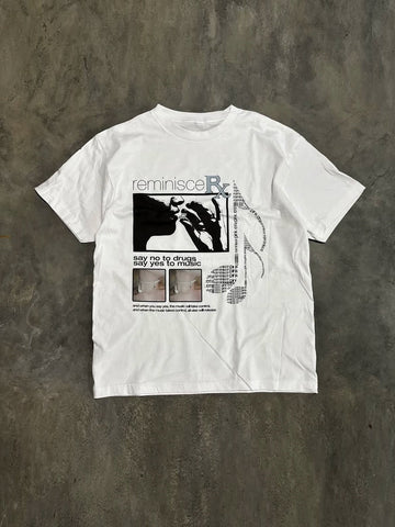 From The Street Y2K Millennium Music Revival Note Printed Round Neck Cotton Short Width T