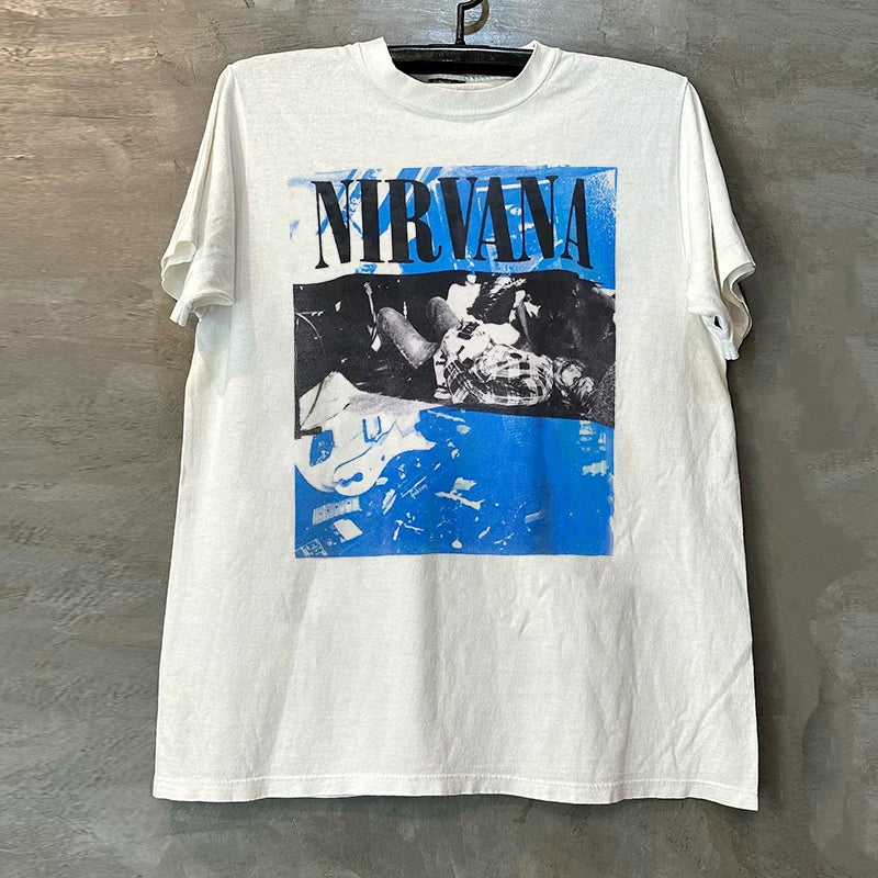 Nirvana Band Kotecoben Short sleeved T-shirt Hiphop Brand Texture Five inch Sleeve Male